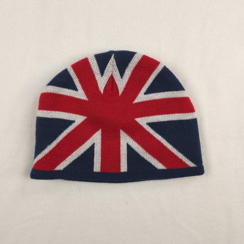 HIT Hat Cap Mens Blue Union Jack UK Flag Knit Winter Patriotic Beanie